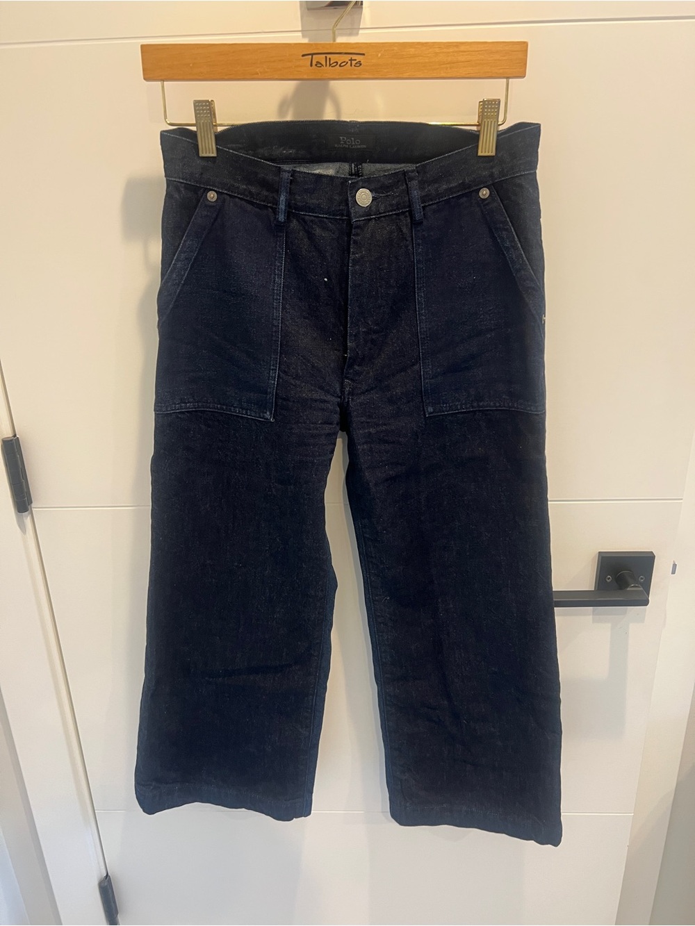 Polo by Ralph Lauren Black Wide-Leg Cropped Dark Wash Jeans